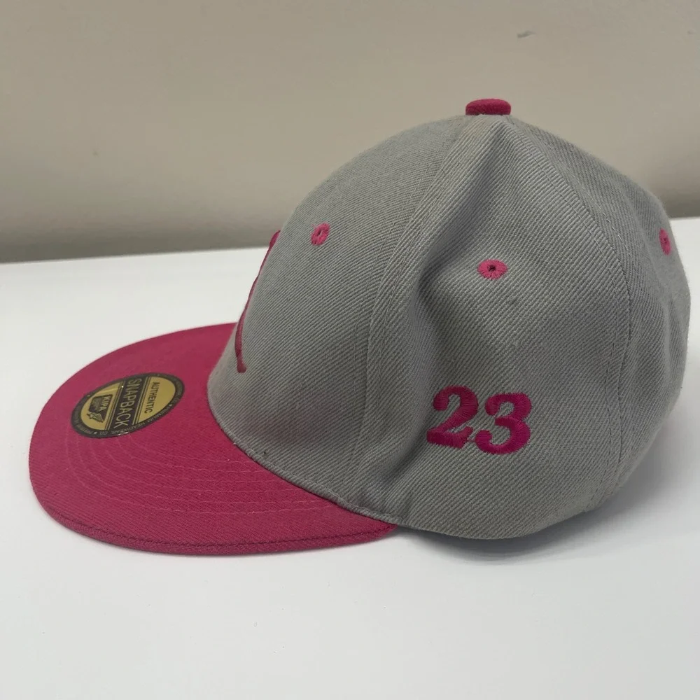 Kipa Jordan Snapback Hat Grey Pink Jumpman 23 Logo Flat Brim Cap